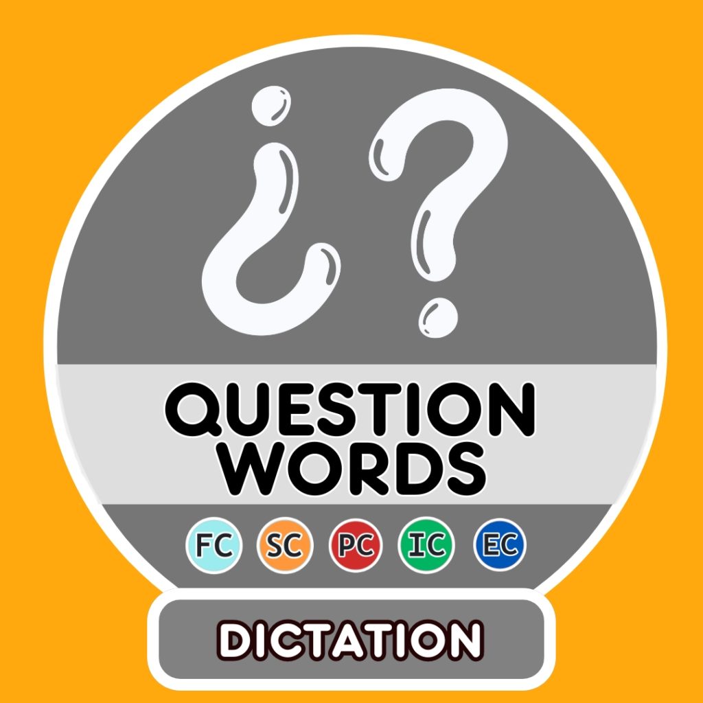 Question words dictation french circles