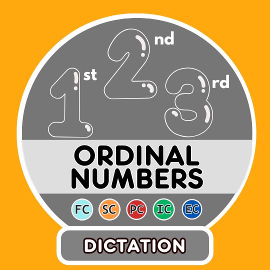 Les nombres ordinaux - dictation practice